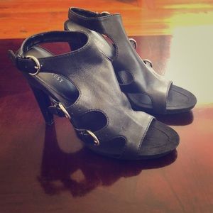 Womens Nine West Sulliban Black Gladiator Heel